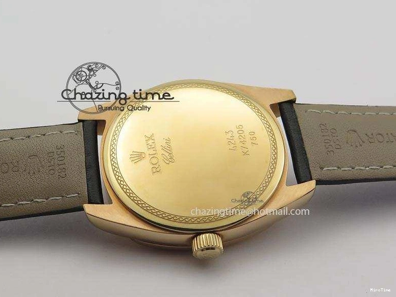 MiroTime 0103 EyeCatching Cellini Date RG Rose Gold Dial Numeral Markers On Black Leather Strap A 3884